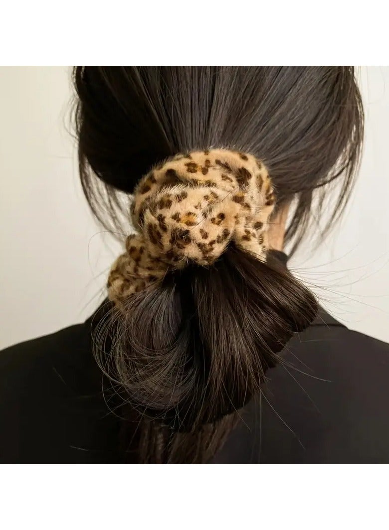 Goolsky 2 قطع رباط شعر فخم بنقشة النمر - حامل ذيل حصان ناعم وقابل للتمدد للنساء والفتيات - مثالي للملابس الكاجوال - Image 2