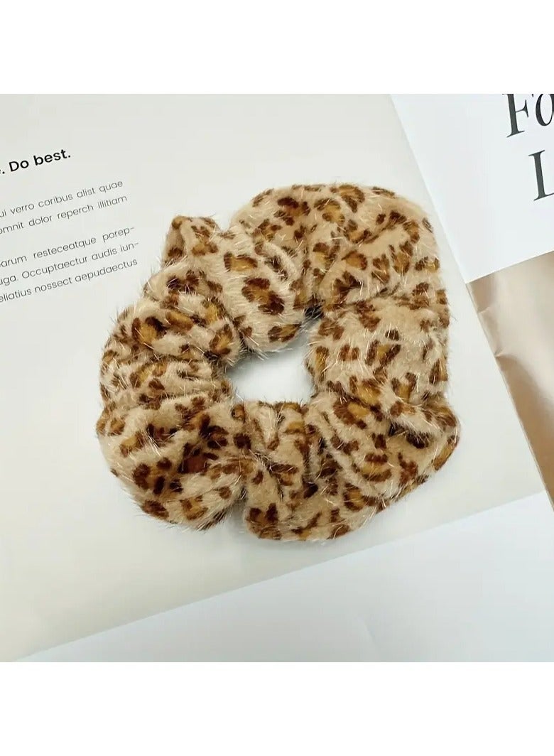 Goolsky 2 قطع رباط شعر فخم بنقشة النمر - حامل ذيل حصان ناعم وقابل للتمدد للنساء والفتيات - مثالي للملابس الكاجوال - Image 3