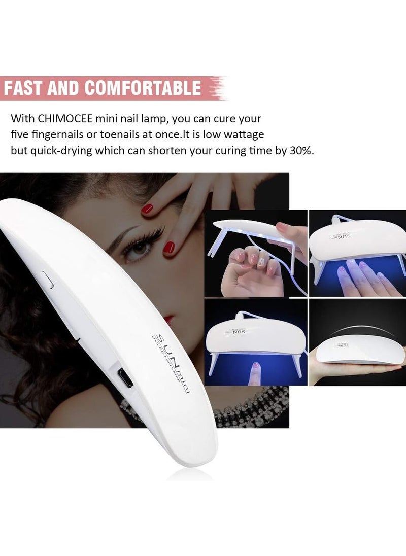 6W UV LED Nail Dryer, Portable Curing Lamp Light Fast Drying for Manicure/Pedicure, 2 Timing Settings 45s/60s, UV Lamp with USB