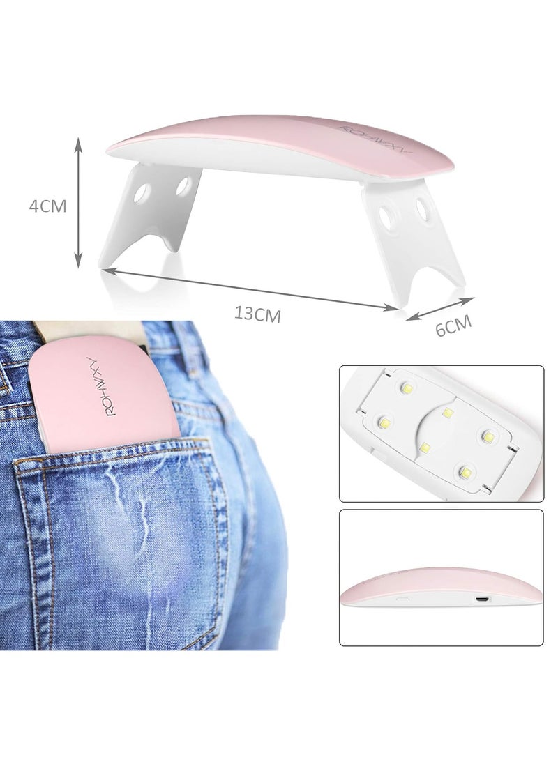 6W UV LED Nail Dryer, Portable Curing Lamp Light Fast Drying for Manicure/Pedicure, 2 Timing Settings 45s/60s, UV Lamp with USB