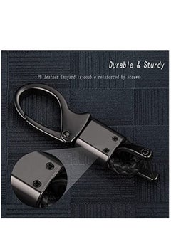 KASTWAVE Car Key Fob, Holder Keys Chain Sturdy Metal with D-ring for Men and Women 2 Pack Black Suitable for Most Car Keys Embedded in PU Leather  - Image 4
