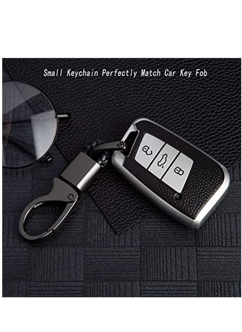 KASTWAVE Car Key Fob, Holder Keys Chain Sturdy Metal with D-ring for Men and Women 2 Pack Black Suitable for Most Car Keys Embedded in PU Leather  - Image 5