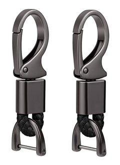 KASTWAVE Car Key Fob, Holder Keys Chain Sturdy Metal with D-ring for Men and Women 2 Pack Black Suitable for Most Car Keys Embedded in PU Leather  - Image 1