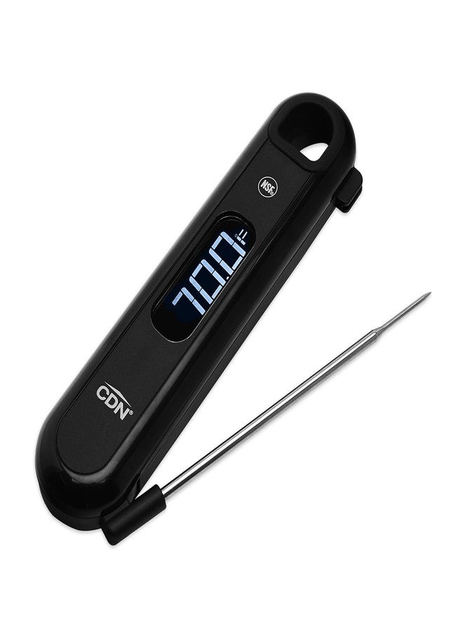 CDN DTF572 ProAccurate® Digital Thermometer - Folding Thermocouple Thermometer - Backlit Easy to Read Display - Stainless Steel Thin Tip Probe, Black - Image 1