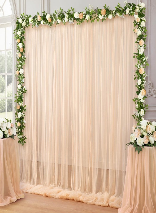SiinvdaBZX 10FT x 10FT Tulle Backdrop Curtains, Champagne Sheer Tulle Wedding Drapes Photo Background Fabric Decor for Bridal Shower Birthday Party Baby Shower Reception Photo Shoot - Image 2