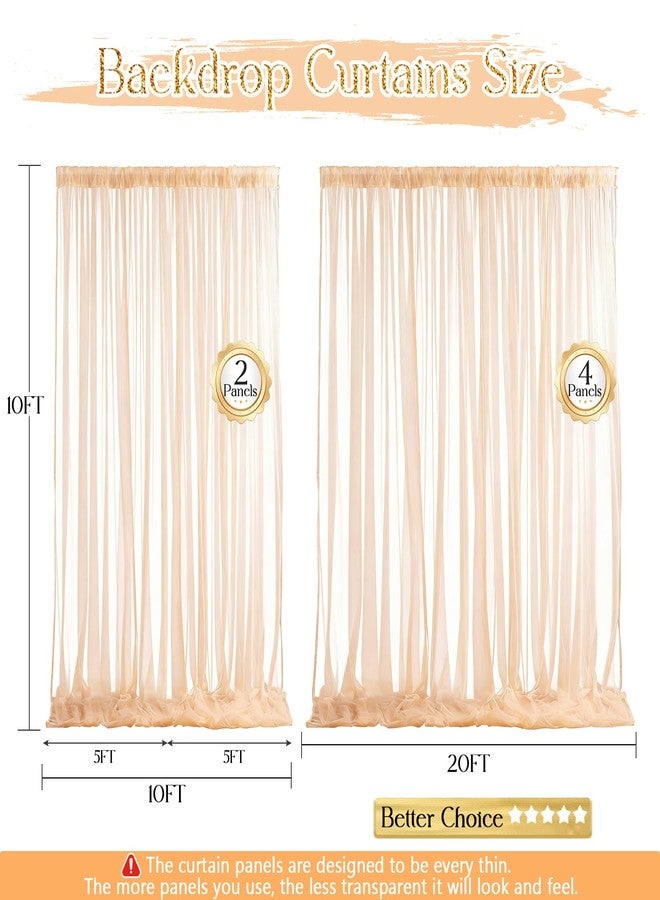 SiinvdaBZX 10FT x 10FT Tulle Backdrop Curtains, Champagne Sheer Tulle Wedding Drapes Photo Background Fabric Decor for Bridal Shower Birthday Party Baby Shower Reception Photo Shoot - Image 3