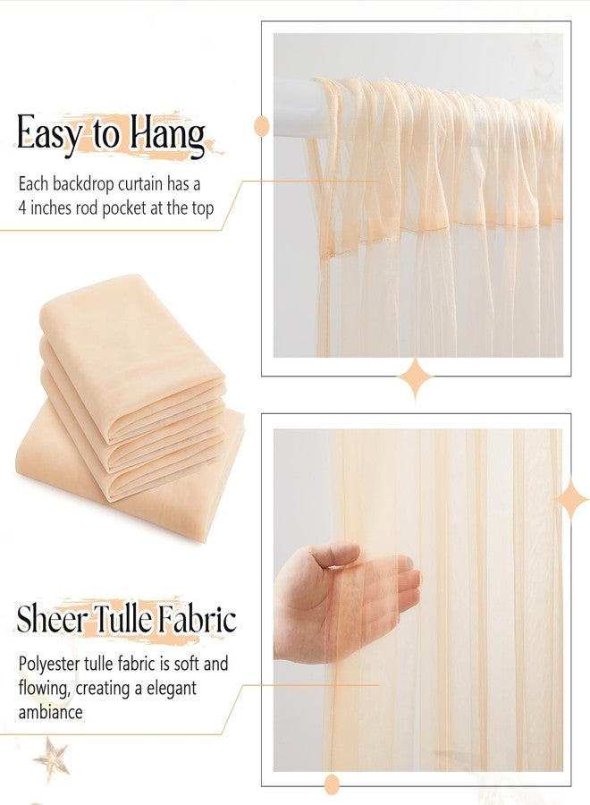 SiinvdaBZX 10FT x 10FT Tulle Backdrop Curtains, Champagne Sheer Tulle Wedding Drapes Photo Background Fabric Decor for Bridal Shower Birthday Party Baby Shower Reception Photo Shoot - Image 4