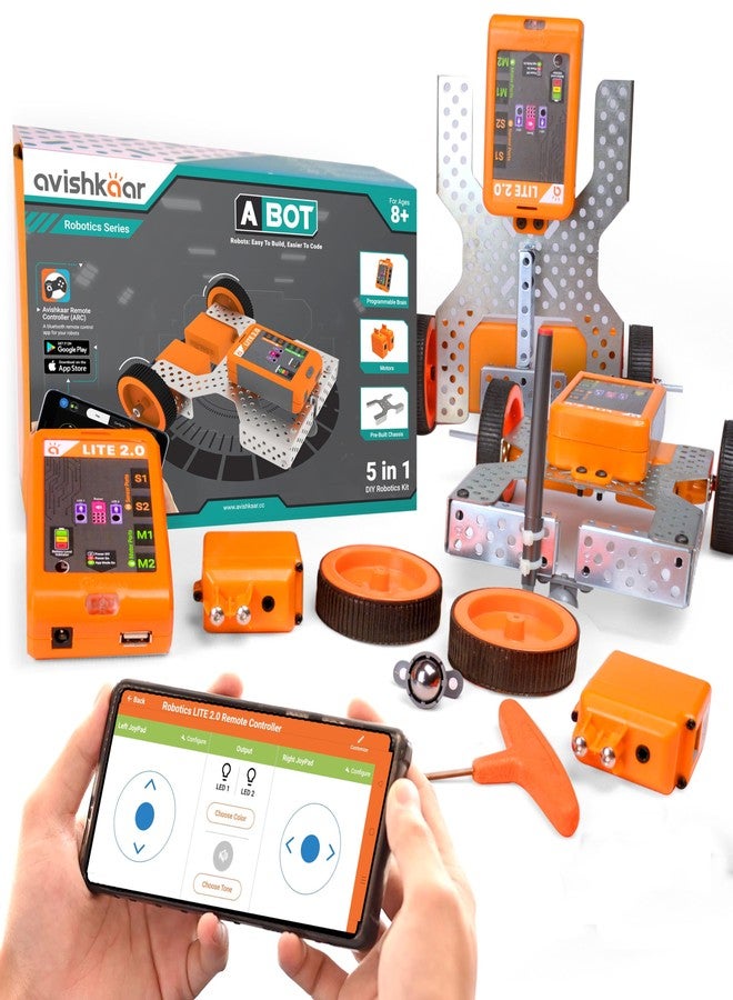 Avishkaar ABot, 5-in1 DIY Robotics & Coding Kit for Kids Aged 8-12, Controlled with Mobile App & Desktop Software, 50+ Parts, Learning & Educational STEM Kit, Made in India - Image 1