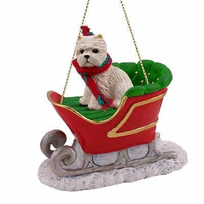 Conversation Concepts West Highland Terrier Sleigh Ride Christmas Ornament - Delightful! - Made with Vinyl & Resin, Gold - Image 3
