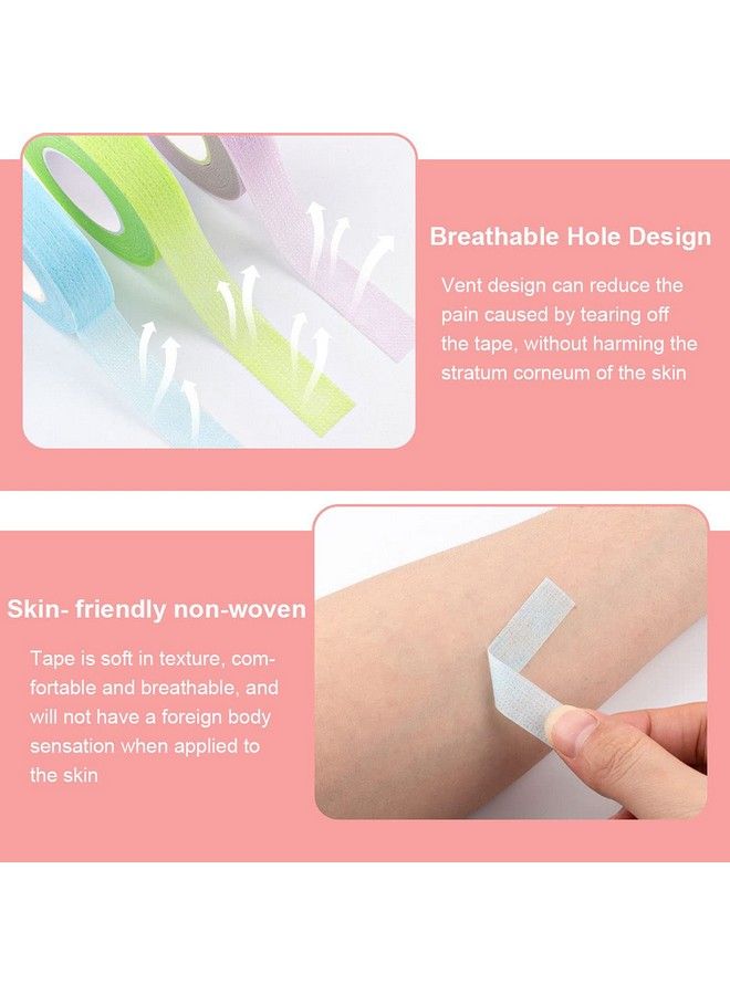 Rolybag 4 Colors Eyelash Extension Tape Breathable Eyelash Tape With Heart Shaped Tape Cutter Adhesive Non Woven Eyelash Tape Ladies Makeup Eyelash Tape Kits(Purple Green Pink Blue 12 Rolls) - Image 5