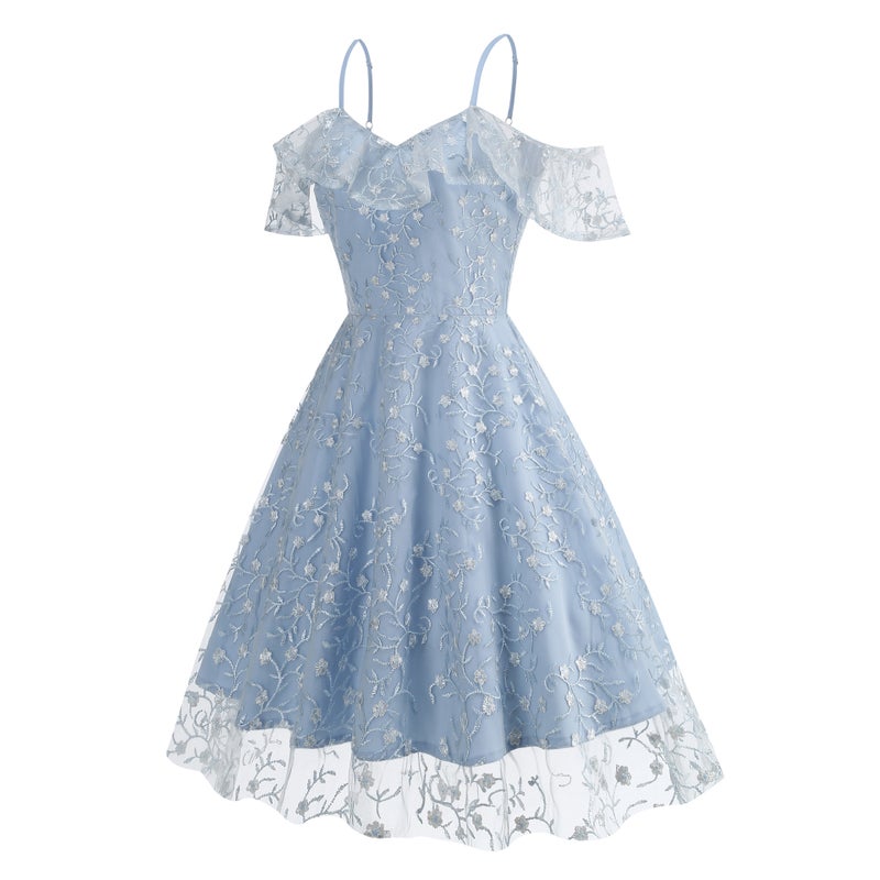 Women's Embroidered Spaghetti Strap Dress Summer 2025 - Image 3
