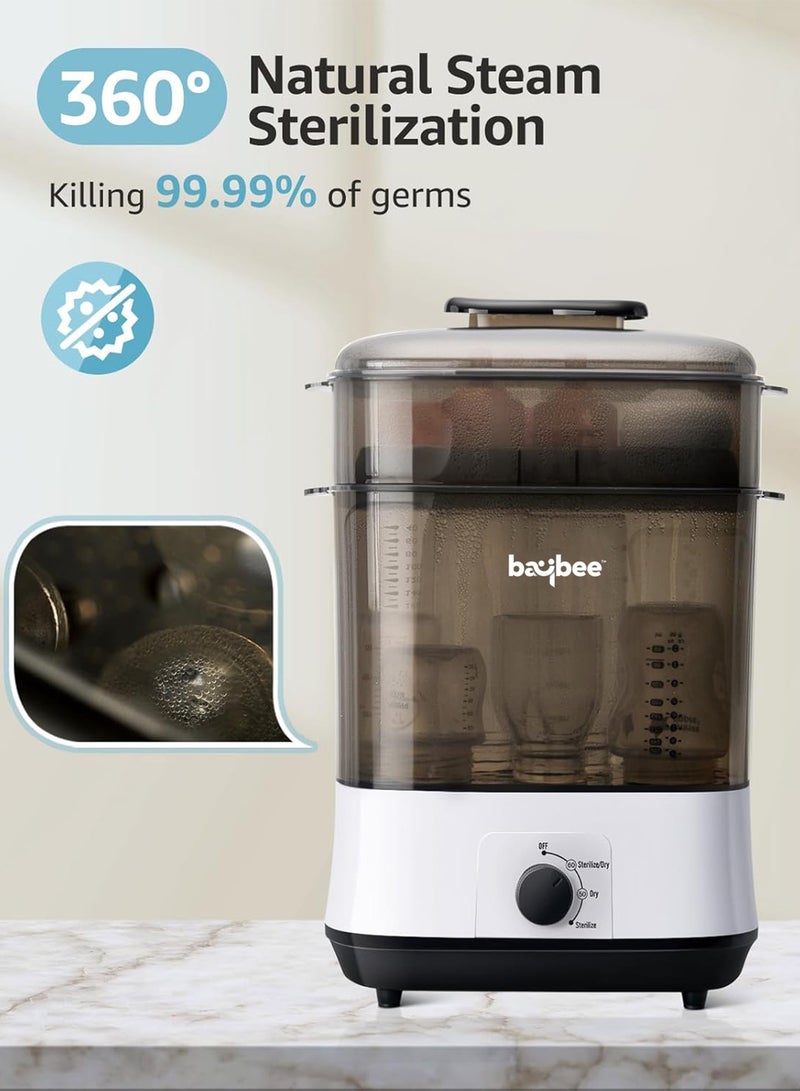 BAYBEE Puresteam Baby Bottle Sterilizer and Dryer | Electric Steam Bottle Drying with 72-Hour Storage & 8 Bottles Large Capacity | Baby Fast 360Â° Sterilization with One Knob Control & BPA Free - Image 4