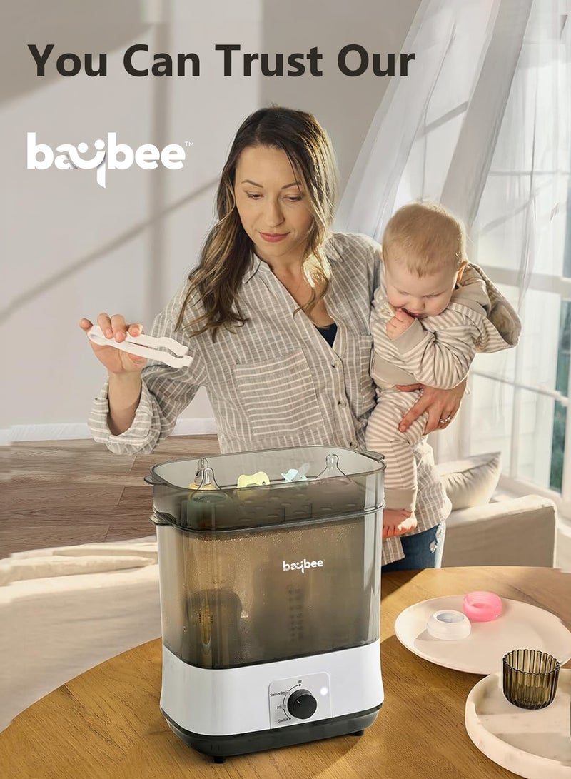 BAYBEE Puresteam Baby Bottle Sterilizer and Dryer | Electric Steam Bottle Drying with 72-Hour Storage & 8 Bottles Large Capacity | Baby Fast 360Â° Sterilization with One Knob Control & BPA Free - Image 2