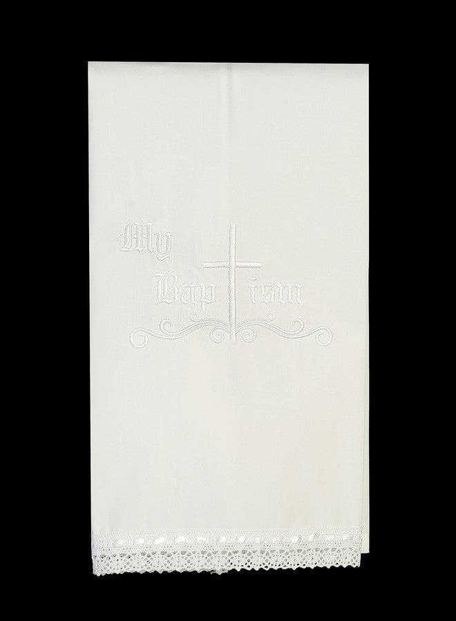 Pink Princess Made in USA - Baptism Towel for Girls and Boys - Baby White Christening Blanket - 100% Cotton Baptismal Towels - LDS - Image 2