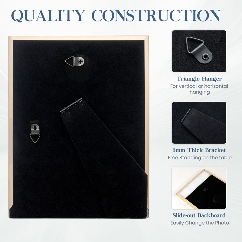 Axeman 5x7 Enamel Picture Frames with Tempered Glass|5 x 7 Modern Photo Frame with Gold Metal Edge Velvet Back for Tabletop and Wall Mount Display for Shelf  Desk & Countertop Decor  Navy Blue - Image 4