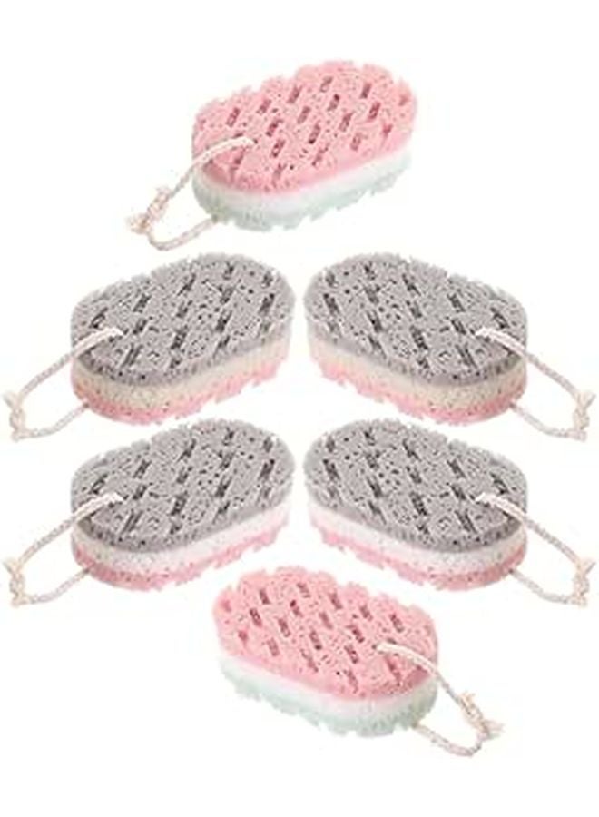 6pcs Multi Layer Exfoliating Bath Sponges Soft Shower Towels Random Colors - Image 1
