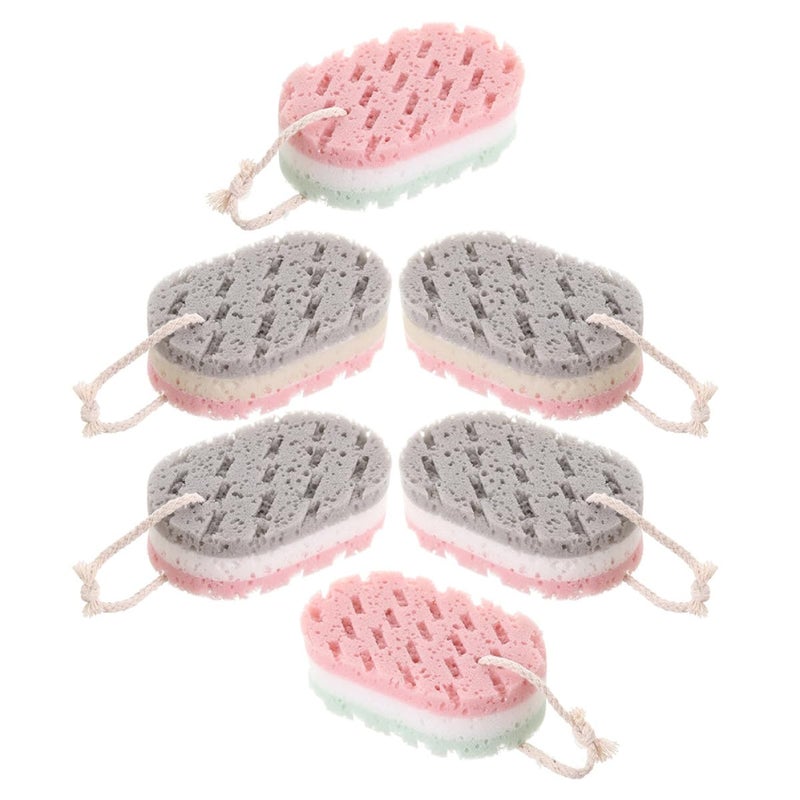 6pcs Multi Layer Exfoliating Bath Sponges Soft Shower Towels Random Colors - Image 2