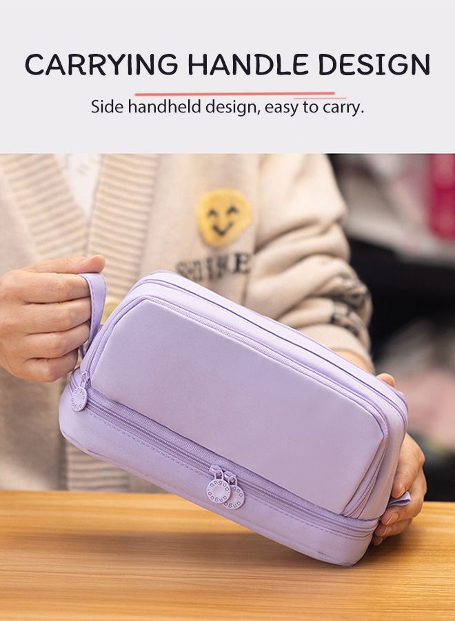 ANGOO Big Capacity Pencil Case Canvas High Large Storage Pouch Marker Pen Case Simple Stationery Bag School College Office Organizer for Teens Girls Adults Student - Image 4
