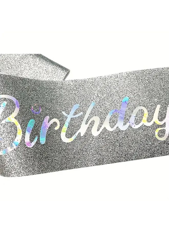 Silvery Shiny Birthday Belt For Women Princess Party With Foil Pieces 18 21 30 40 50 60 70 80 Years - Image 5