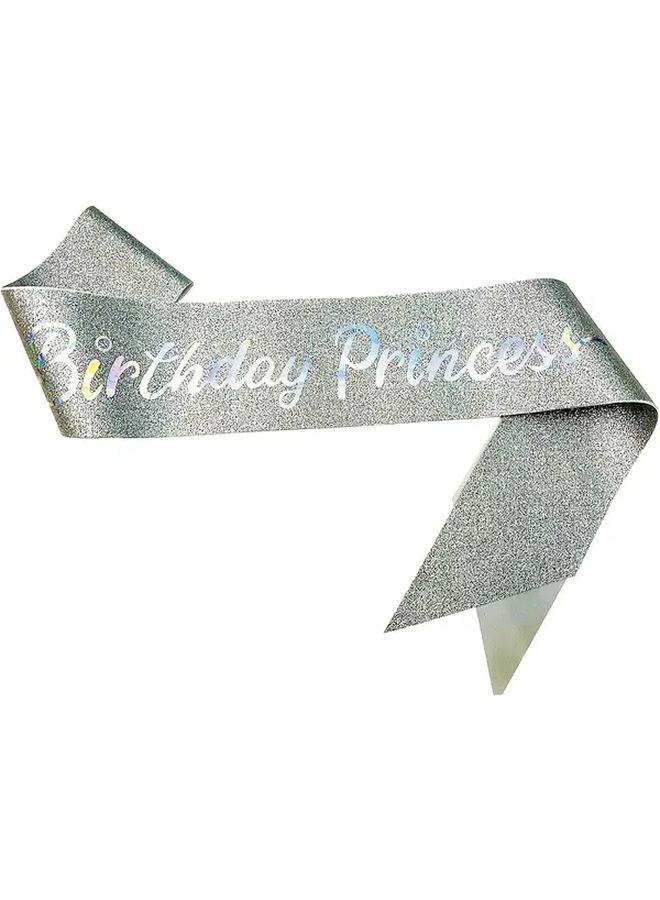Silvery Shiny Birthday Belt For Women Princess Party With Foil Pieces 18 21 30 40 50 60 70 80 Years - Image 1