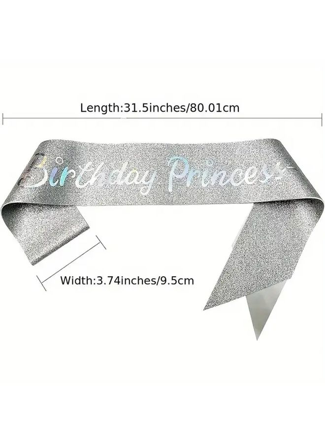 Silvery Shiny Birthday Belt For Women Princess Party With Foil Pieces 18 21 30 40 50 60 70 80 Years - Image 3