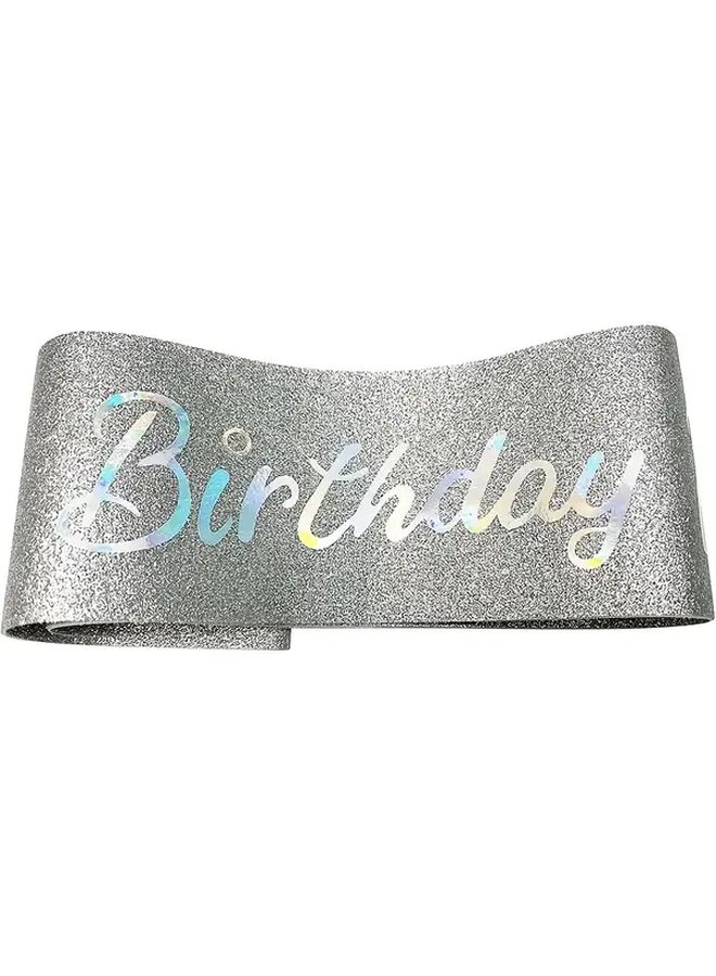 Silvery Shiny Birthday Belt For Women Princess Party With Foil Pieces 18 21 30 40 50 60 70 80 Years - Image 2