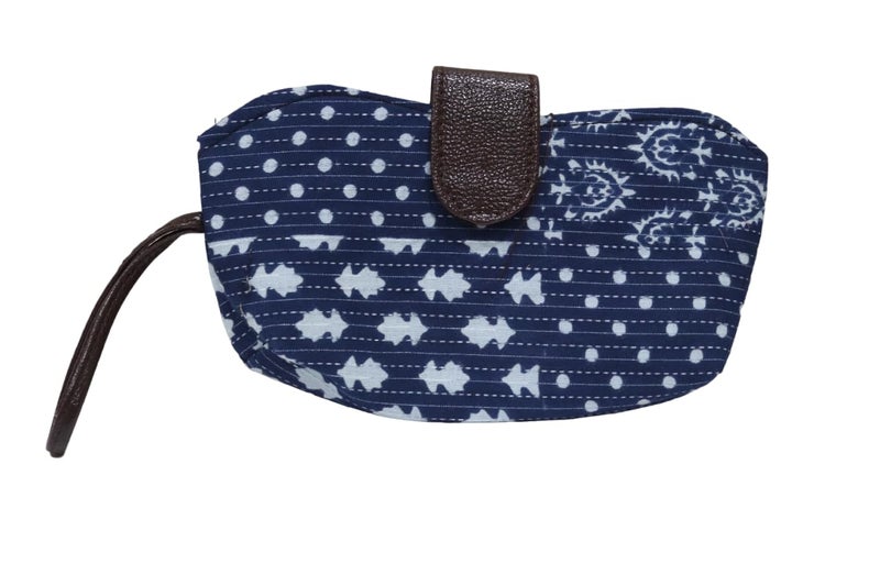 SHIVKARI Women's Ladies Traditional Ikkat Cotton 5 Pieces Combo Bag (Blue & White) - Image 4