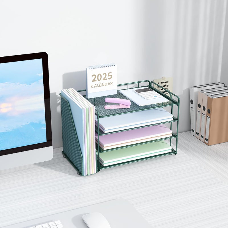 Spacrea Paper Organizer, Desk Organizers and Accessories for Desk with File organizer, Desk Accessories & Workspace Organizers for Catalog & Reference Racks (Dark Green) - Image 4