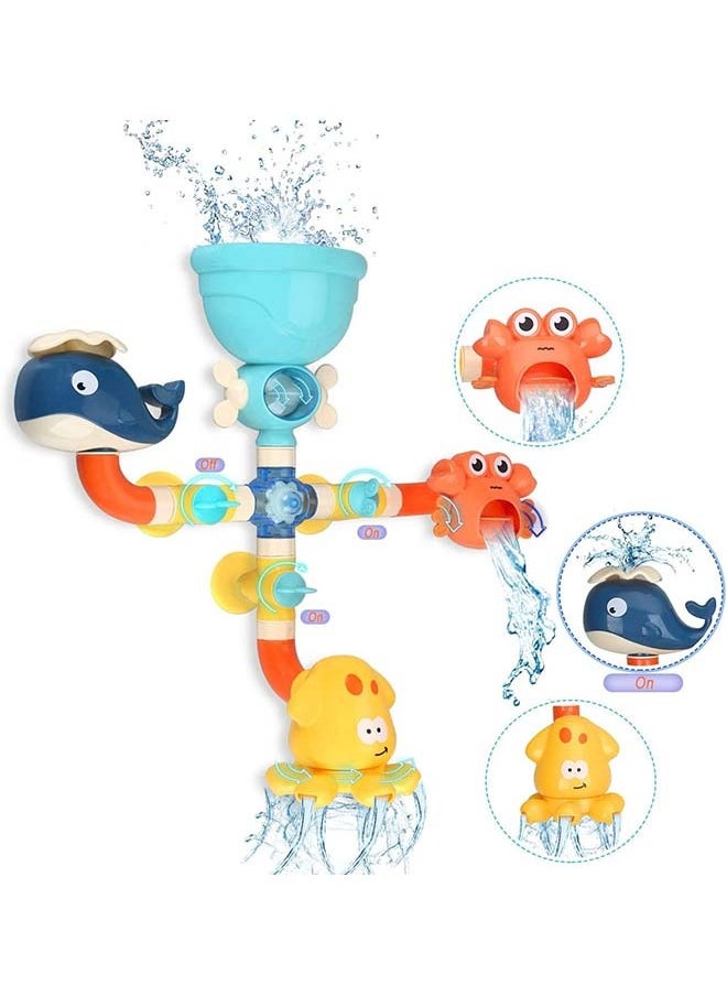 Hihonor - Bath Toys for Toddlers 2 3 4 5 Years Baby Kids Boys and Girls, Bathtub Toy for Age 4-8 DIY Pipes Tubes Bath Time Water Toys with Color Box Birthday Gift - Image 1