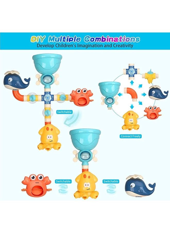 Hihonor - Bath Toys for Toddlers 2 3 4 5 Years Baby Kids Boys and Girls, Bathtub Toy for Age 4-8 DIY Pipes Tubes Bath Time Water Toys with Color Box Birthday Gift - Image 1