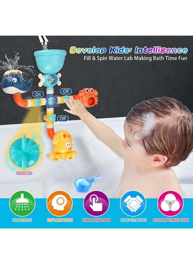 Hihonor - Bath Toys for Toddlers 2 3 4 5 Years Baby Kids Boys and Girls, Bathtub Toy for Age 4-8 DIY Pipes Tubes Bath Time Water Toys with Color Box Birthday Gift - Image 1