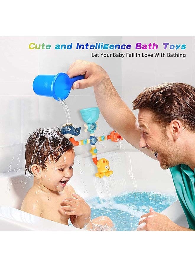 Hihonor - Bath Toys for Toddlers 2 3 4 5 Years Baby Kids Boys and Girls, Bathtub Toy for Age 4-8 DIY Pipes Tubes Bath Time Water Toys with Color Box Birthday Gift - Image 1