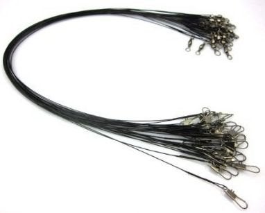 CJESLNA 24 X Stainless Steel Fishing Leaders Black with snap and Swivel 12" Long 35 LBS Test - Image 1