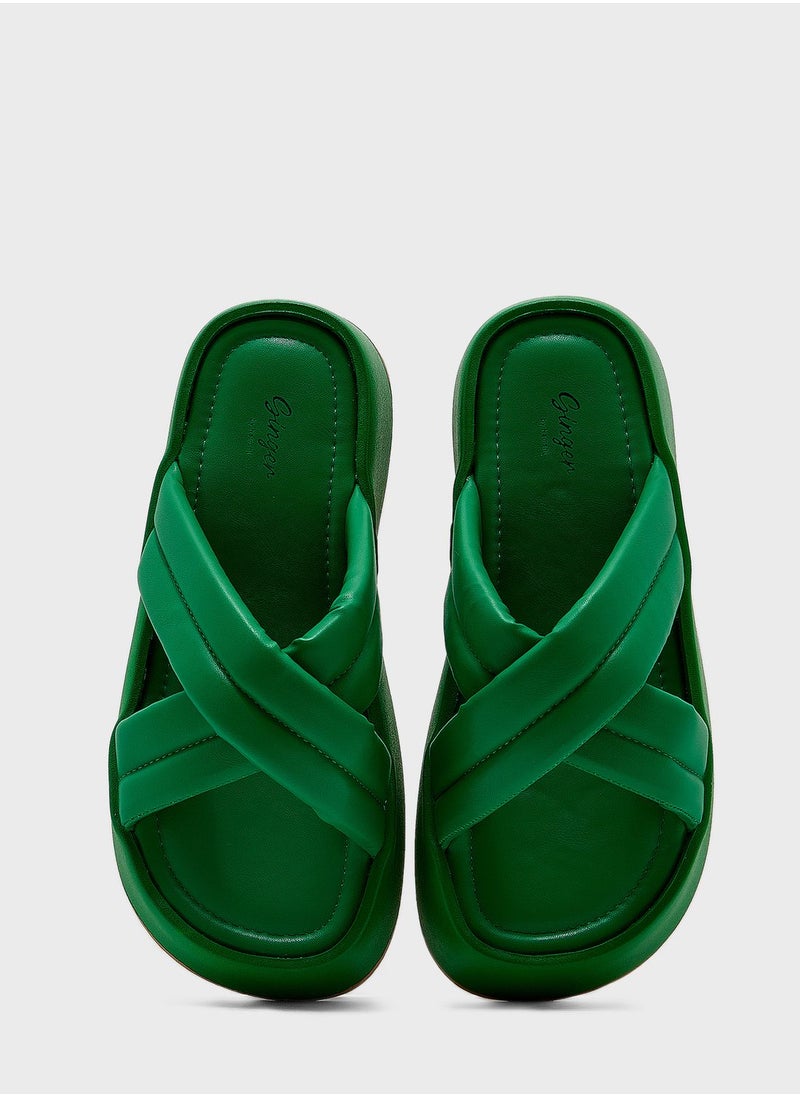 Ginger - Cross-Over Flat Slider Sandal - Image 1