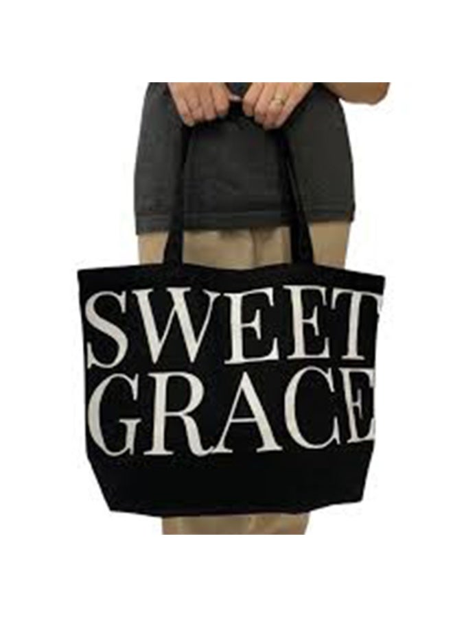 حقيبة توت قماش تويل بحروف كبيرة "Sweet Grace" – حقيبة يد صغيرة أنيقة بتصميم عصري وخفيف الوزن، مناسبة للتسوق والاستخدام اليومي للنساء - Image 2