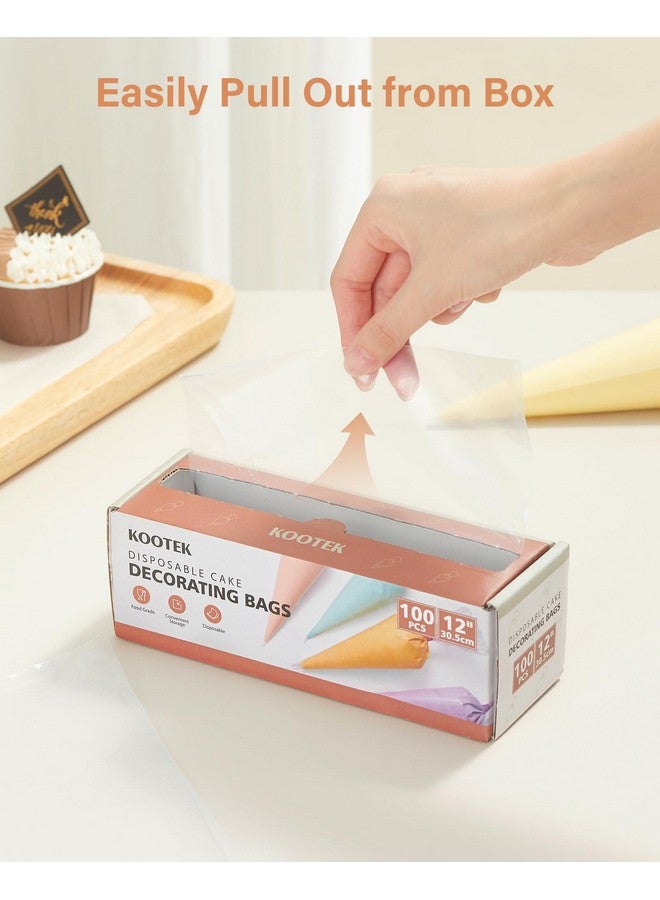 Kootek 12" Piping Bags (100Pcs), Disposable Pastry Bags Anti Burst Icing Frosting Bag Thick Cake Decorating Bags for Cookie, Cupcake, Candy, Baking Supplies Tools - Image 3