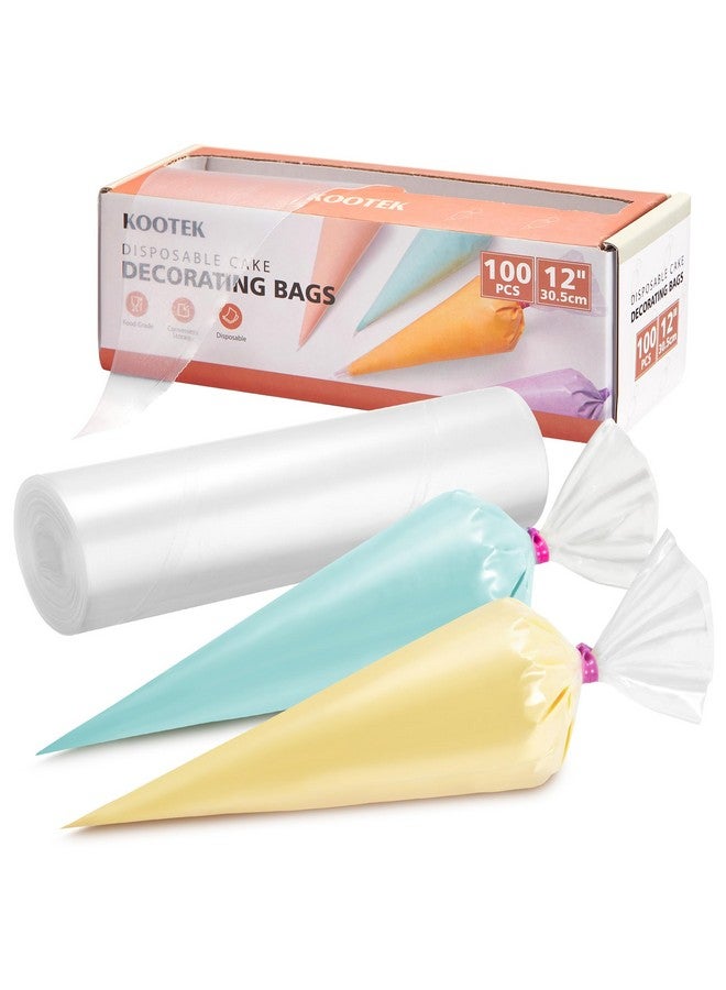 Kootek 12" Piping Bags (100Pcs), Disposable Pastry Bags Anti Burst Icing Frosting Bag Thick Cake Decorating Bags for Cookie, Cupcake, Candy, Baking Supplies Tools - Image 1