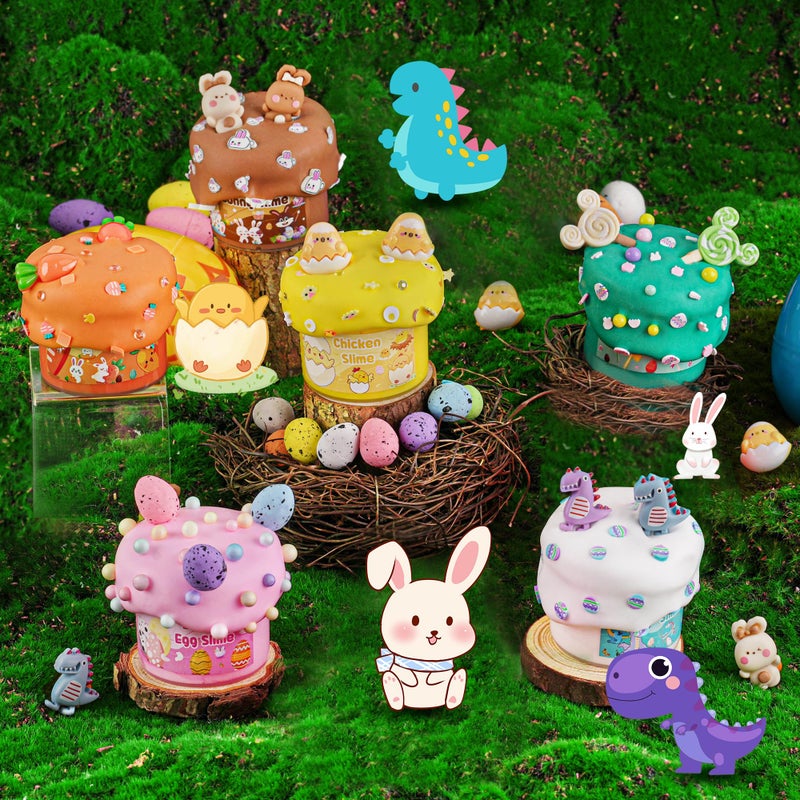 LAWOHO Butter Slime Kit Easter Basket Stuffers - 6 Prefilled Easter Eggs with Butter Slime & Cute Slimes Add-ins, Soft & Non Stick Fluffy Slimes for Birthday Party Favors for Girls & Boys Egg Fillers - Image 5