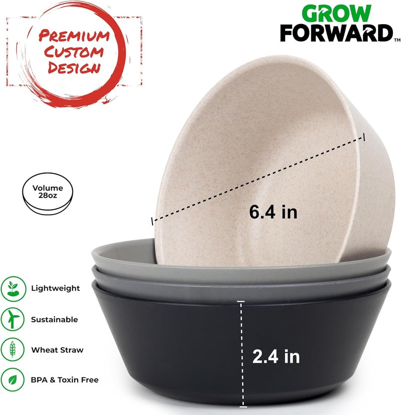 Grow Forward Premium Wheat Straw Plates and Bowls Sets  8Piece Wheat Straw Dinnerware Sets  Unbreakable  Reusable Microwave Safe Plastic Dinner Plates for Outdoors RV Camping Dishes  Moonlight - Image 4