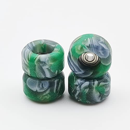 RACOFSB Fingerboard Wheels with Bearing CNC Lathed Swirl Color New Material (Green mix) - Image 4