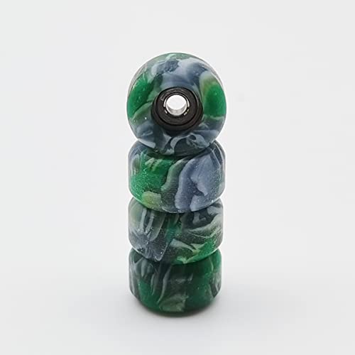 RACOFSB Fingerboard Wheels with Bearing CNC Lathed Swirl Color New Material (Green mix) - Image 2