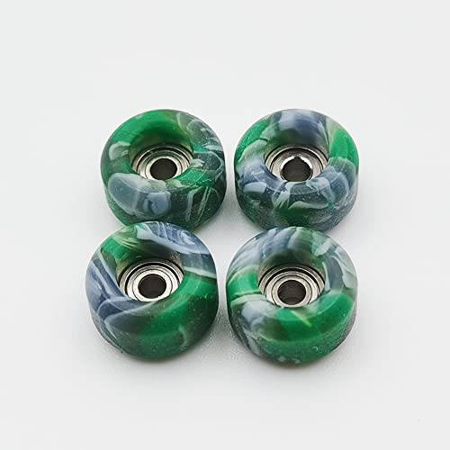 RACOFSB Fingerboard Wheels with Bearing CNC Lathed Swirl Color New Material (Green mix) - Image 3