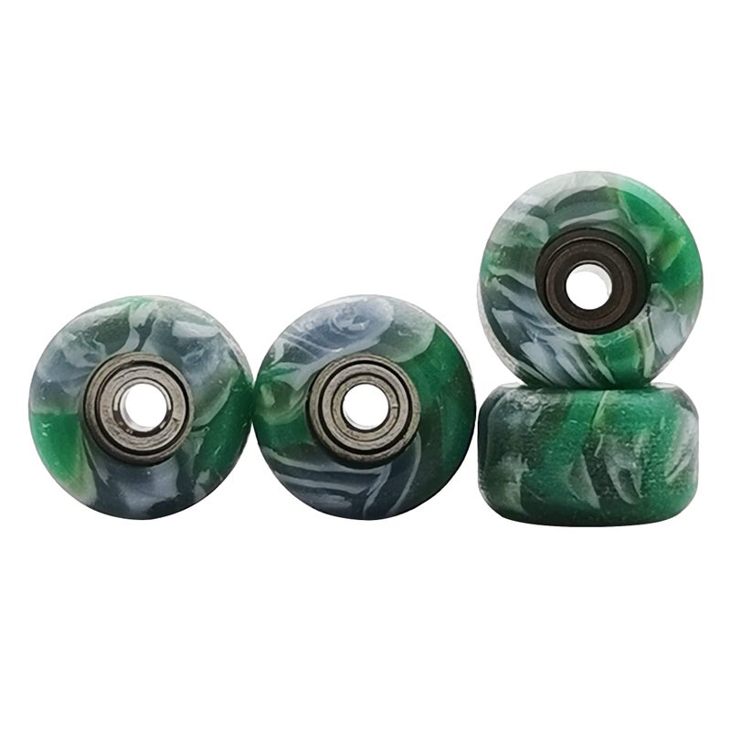 RACOFSB Fingerboard Wheels with Bearing CNC Lathed Swirl Color New Material (Green mix) - Image 5