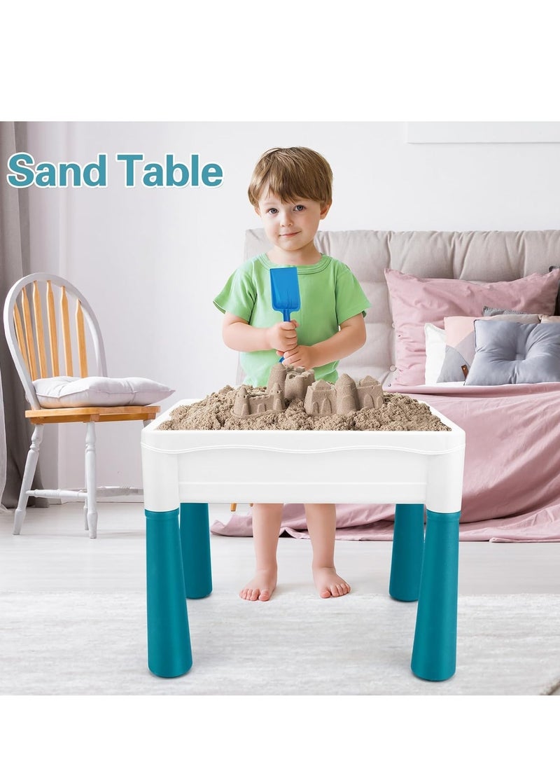 فيبارتي طقم طاولة نشاط للأطفال - 502 قطعة من مكعبات البناء ، طاولة مياه متعددة الاستخدامات ، ورمل ، ولعب ، وطاولة طعام مع 2 كرسي للأطفال الصغار ، ومجموعة التعلم الإبداعي واللعب للمتعة الداخلية ووقت اللعب وتناول الطعام - Image 3