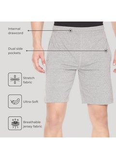 Pepe Jeans Pepe Jeans Athleisure Men Knit Cotton Stretch Shorts | Breathable Cotton Jersey, Gym and Casual Wear | with Drawstring and Zip Pocket in Grey Melange - M  - Image 5