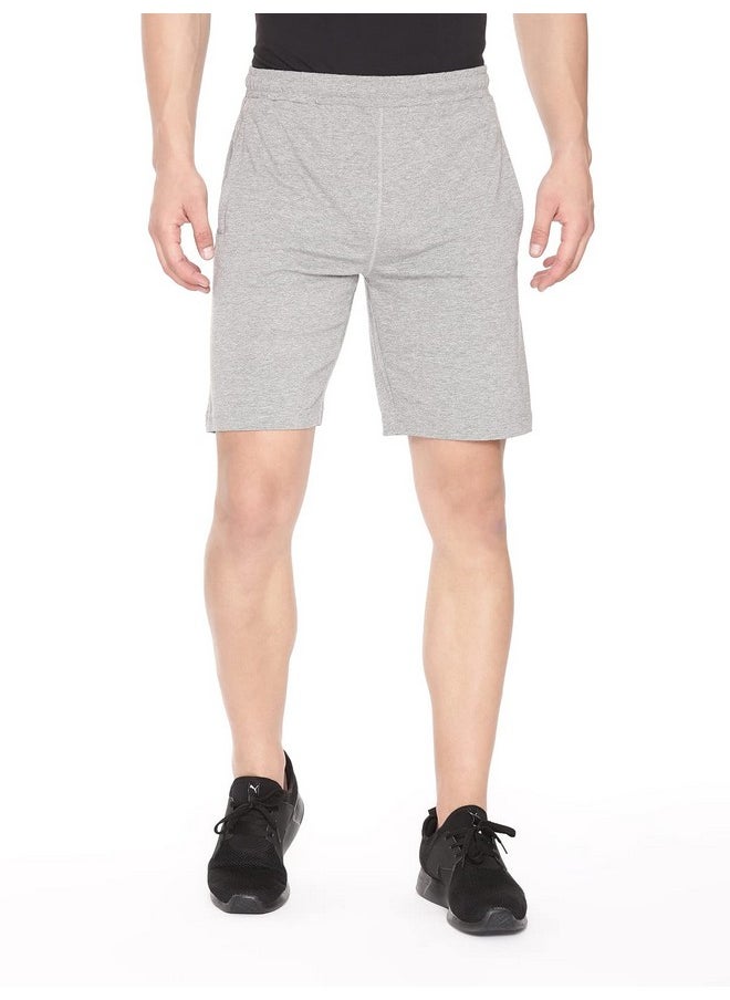Pepe Jeans Pepe Jeans Athleisure Men Knit Cotton Stretch Shorts | Breathable Cotton Jersey, Gym and Casual Wear | with Drawstring and Zip Pocket in Grey Melange - M  - Image 1