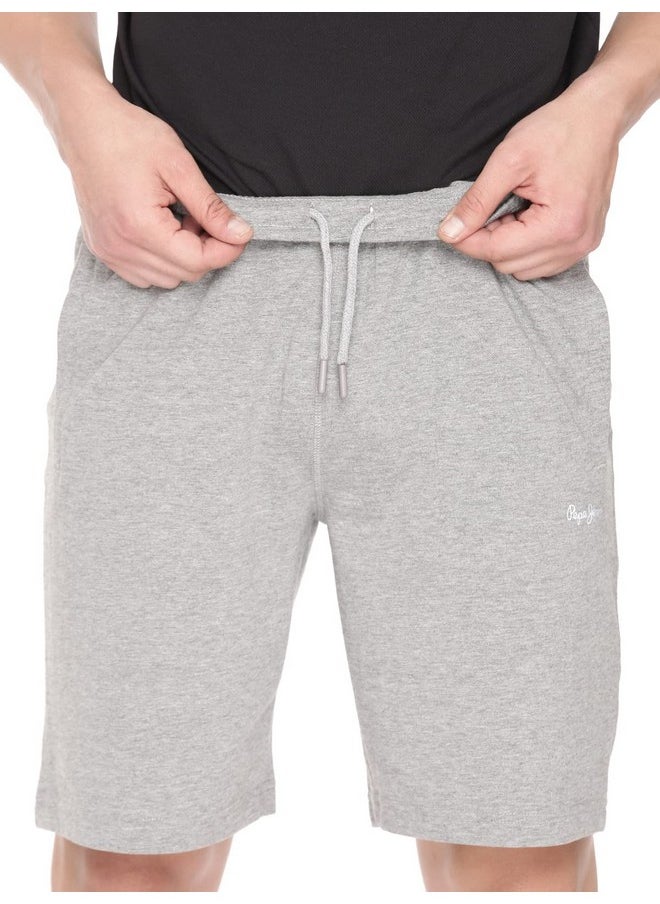 Pepe Jeans Pepe Jeans Athleisure Men Knit Cotton Stretch Shorts | Breathable Cotton Jersey, Gym and Casual Wear | with Drawstring and Zip Pocket in Grey Melange - M  - Image 4