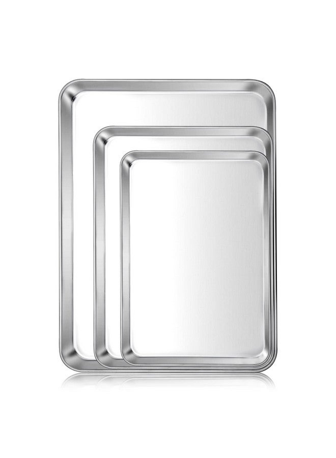 إي-فار مجموعة قوالب خبز كوكيز من إي-فار، 3 قطع، 16/12.4/10.4 بوصة، مجموعة قوالب خبز من الفولاذ المقاوم للصدأ للفرن، صينية خبز مستطيلة للطهي والتحميص، غير سامة وسهلة التنظيف، آمنة للاستخدام في غسالة الأطباق - Image 1