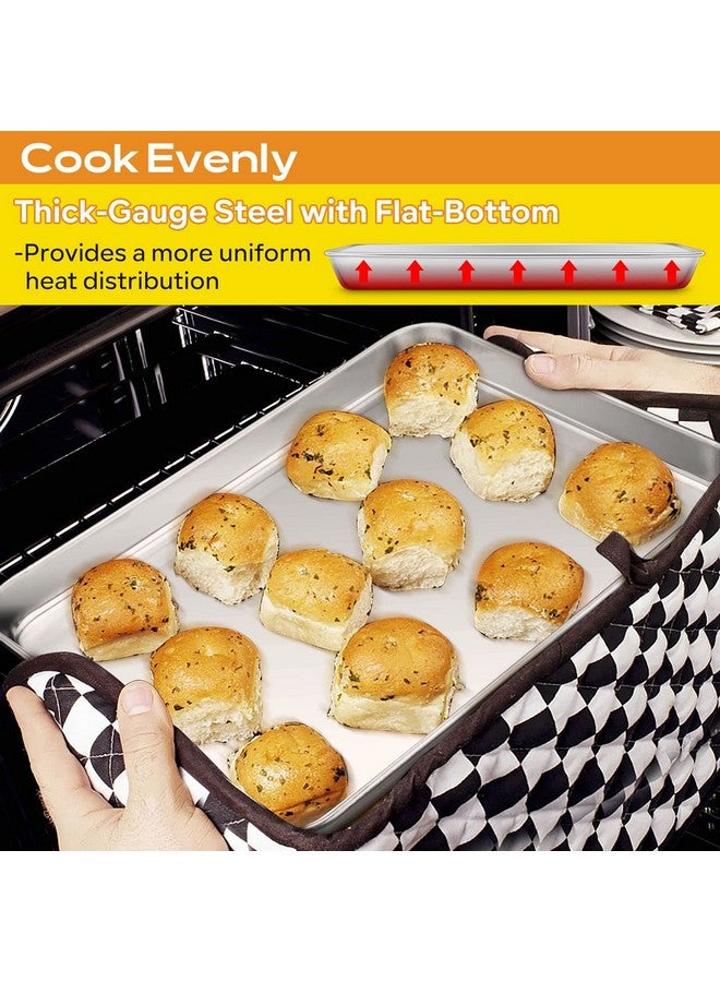 إي-فار مجموعة قوالب خبز كوكيز من إي-فار، 3 قطع، 16/12.4/10.4 بوصة، مجموعة قوالب خبز من الفولاذ المقاوم للصدأ للفرن، صينية خبز مستطيلة للطهي والتحميص، غير سامة وسهلة التنظيف، آمنة للاستخدام في غسالة الأطباق - Image 4