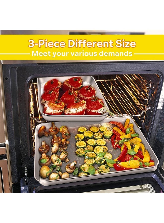 إي-فار مجموعة قوالب خبز كوكيز من إي-فار، 3 قطع، 16/12.4/10.4 بوصة، مجموعة قوالب خبز من الفولاذ المقاوم للصدأ للفرن، صينية خبز مستطيلة للطهي والتحميص، غير سامة وسهلة التنظيف، آمنة للاستخدام في غسالة الأطباق - Image 3